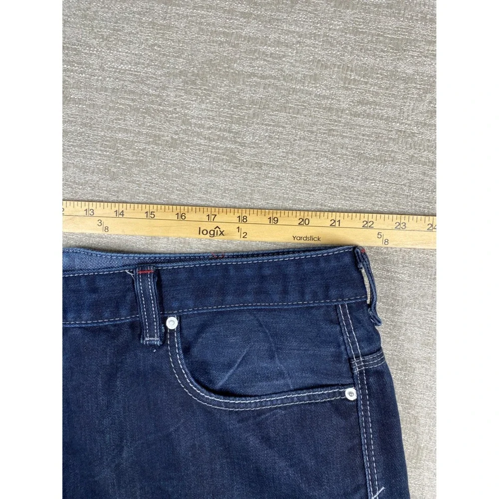 Levis 569 Loose Straight Jeans Mens 44x30 Dark Wash Denim Zipper Contrast Stitch